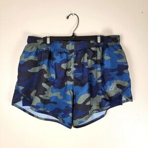 New Balance Camo Running Shorts Blue Green Navy Silky Liner Est Small